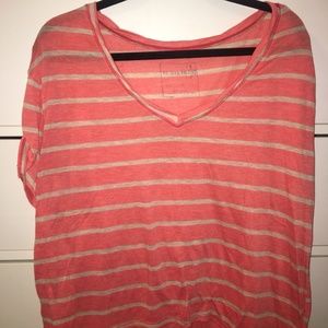 Free people Pink/Tan Striped T-shirt